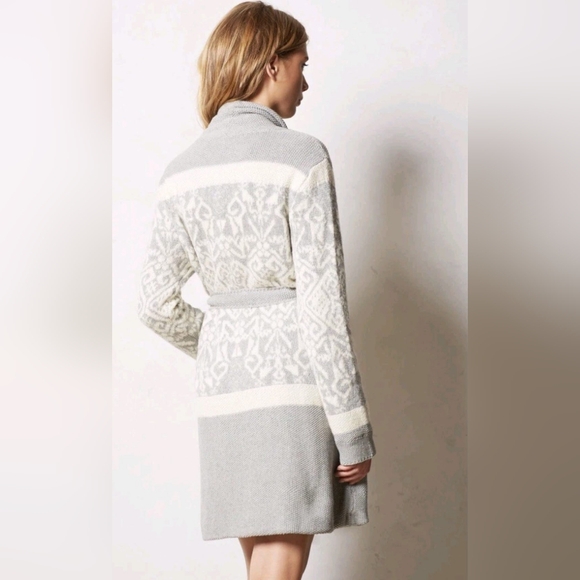 E by Eloise Anthropologie Intarsia sweater robe size L. NWT - Picture 2 of 7